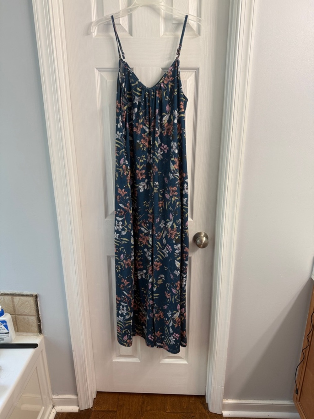 Floral Navy Jumpsuit with Spaghetti Straps
